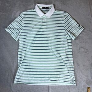 RLX Ralph Lauren Shirt Mens XL Pro Fit Striped Performance Polo White Green Blue